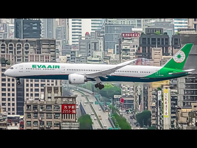 ✈️ 60 STUNNING Aircraft LANDINGS and TAKEOFFS in 1 HOUR 🇹🇼 Taipei Songshan Airport Plane Spotting