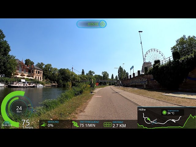 32 minute uncut Cycling Workout Germany to France Hot Summer 2020 Garmin 4K