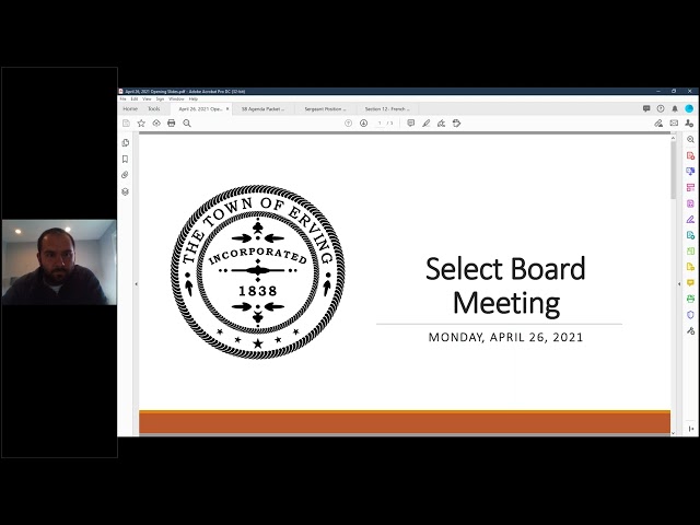 Erving Select Board Meeting - April 26, 2021