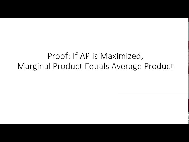 Proof: Average Product is Maximized When AP = MP