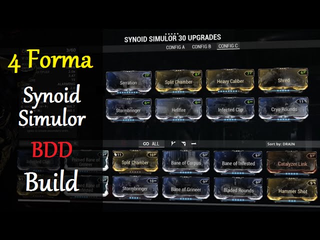 Warframe Weapon Builds - Synoid Simulor BDD Build (4 Forma)