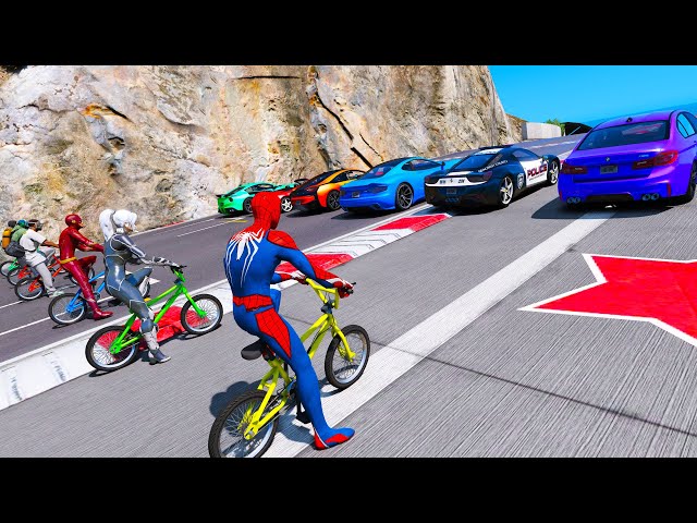 Stunt Race BMX Sportbike Sportcars Minicars and Off-Road SUV Cars Spiderman Black Cat Trevor GTA 5