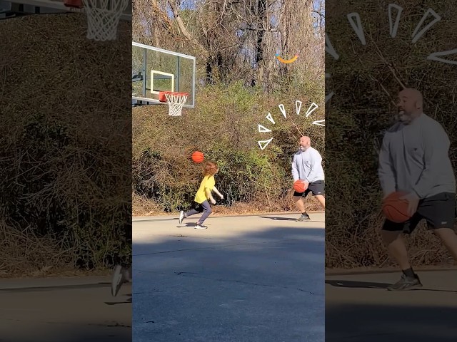 Proud girl dad goes wild after daughter makes first basket ❤️🏀 #shorts