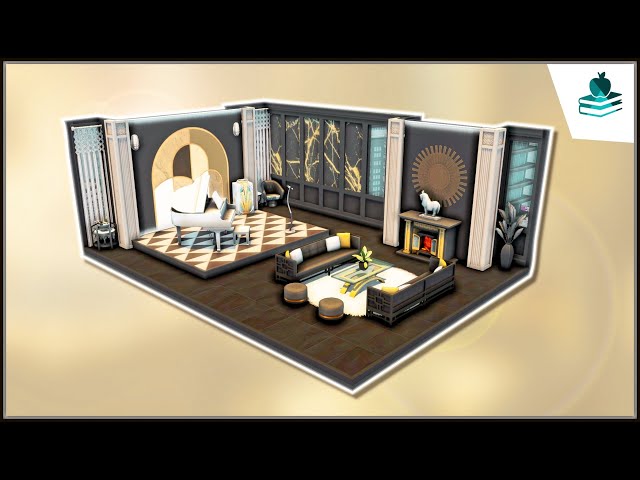 Sims 4 ASMR Build: Art Deco Living/Lounge Room (build mode & ambience sound) - TS4 High School Years