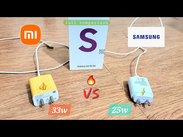 Samsung S21FE charging test with Samsung 25w vs Mi 33w adapter