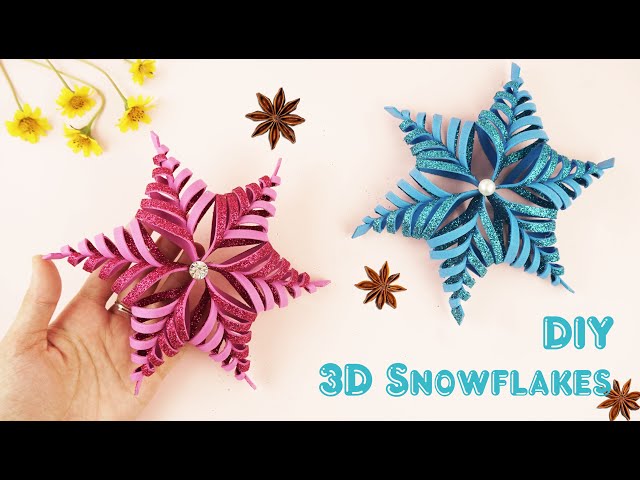 How to make 3D Snowflakes using Glitter foam sheet | Christmas Crafts