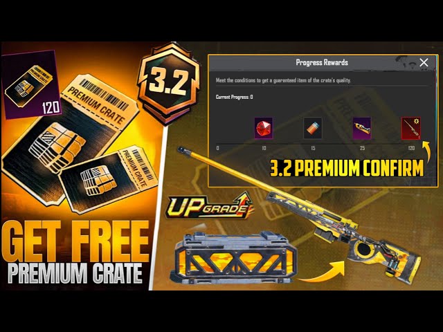 New Premium Crate Is Here | 120 Free Premium Crates Trick | New Premium Upgradable AWM Skin | PUBGM