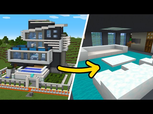 Minecraft: How to Build The Safest Modern House - Interior Tutorial