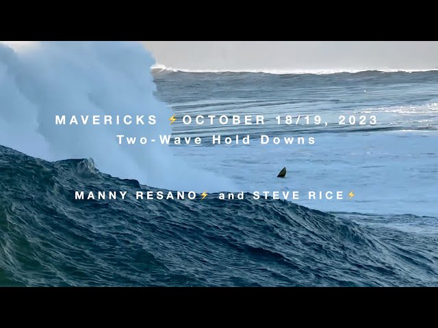 Two-Wave Hold Downs ☠️ - Steve Rice • Manny Resano - Mavericks -  October 2023 #wipeout #mavericks