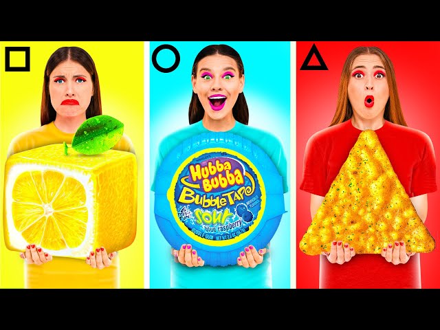 Geometric Shape Food Challenge | Food Battle by Happy Fun
