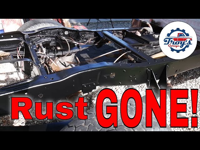 Ep.08 1979 Ford F250 Restoration - frame rust remove convert prime and paint #midnightmaroon