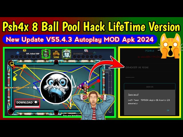 Psh4x 8 Ball Pool Cracked | 🚀Autoplay Hack 55.4.3 | Guide Line Aim Tool 🤑 | 8 Ball Pool Hack | 2024