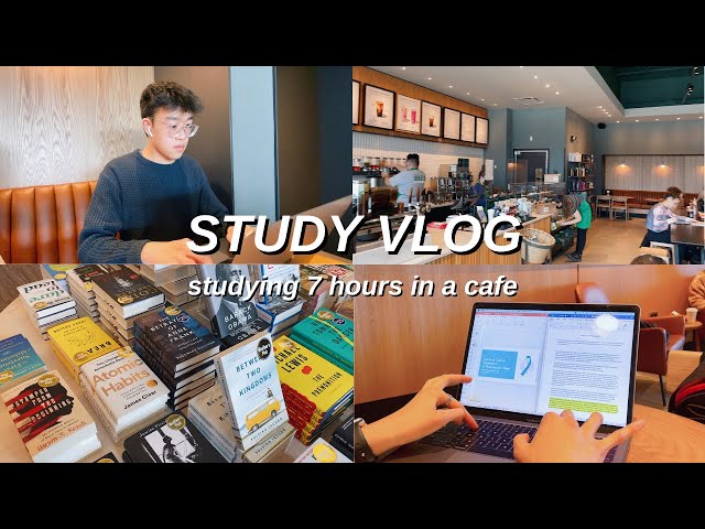 STUDY VLOG | studying 7 HOURS in a COFFEE SHOP *productive motivational college day in the life*