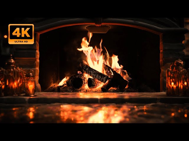 Cozy Fireplace Ultra HD 4K | Burning Logs With Crackling Sound | White noise