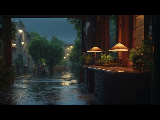 Quiet backstreet at night, listening to the rain alone| Soft Rain for Sleep, Study and Relaxation