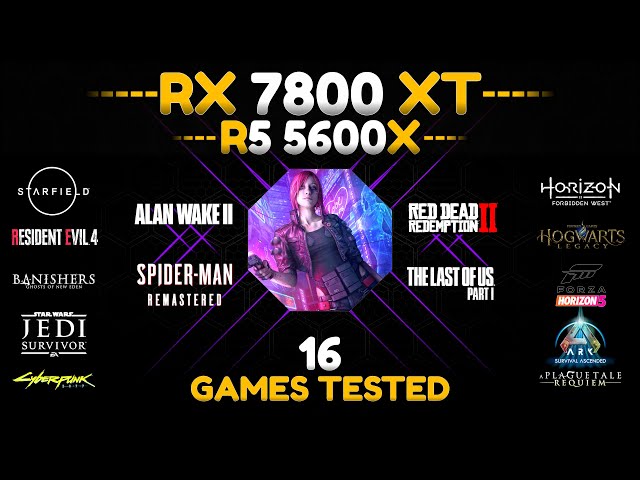 RX 7800 XT + Ryzen 5 5600x | Test in 16 Games (1440P - FSR - RT On/Off)