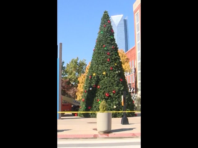Christmas tree going up in downtown OKC