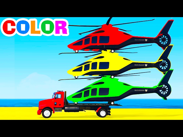FUN HELICOPTER on Truck & Cars Spiderman Cartoon for Children & Colors for Kids w Nursery Rhymes