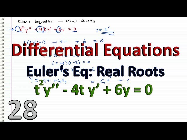 Differential Equations - 28 - REAL ROOTS - Euler's Equation (at^2y''+bty'+cy=0)
