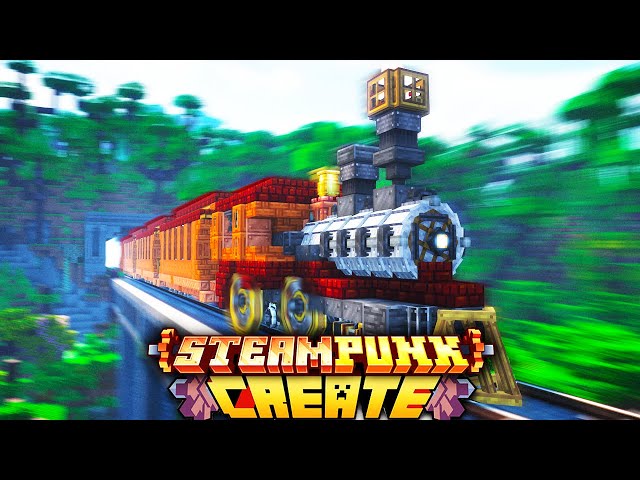 I Built a MOVING TRAIN with CREATE MOD in STEAMPUNK Minecraft