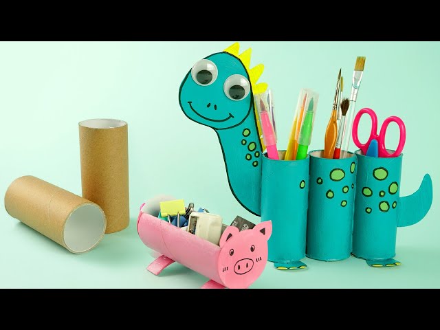 DIY Pen/Pencil Holder | Best out of waste | Dinosaur Pen Stand making at home | Easy paper Craft