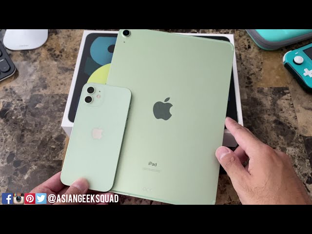 Unboxing the Green New iPad Air (4th Gen, 2020) vs iPhone 12
