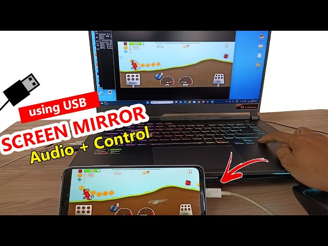Android screen mirror to Laptop/PC...Without any software...Using USB... Audio + Control...