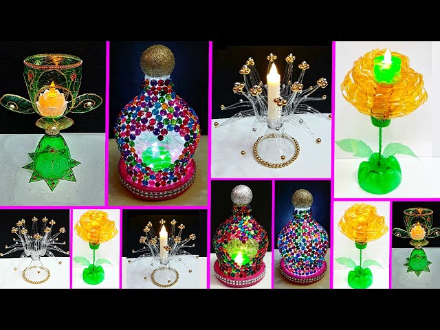 Economical 4 Tealight Holder made with plastic bottle | Best out waste  Christmas craft idea