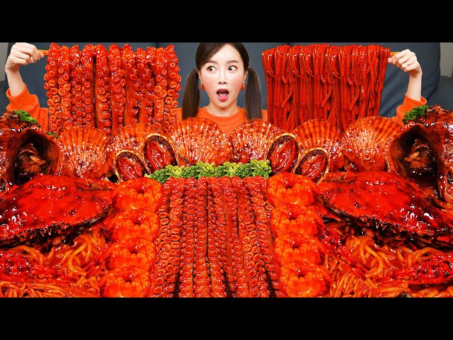 [Mukbang ASMR] SPICY 🔥 Octopus Legs 🐙 Seafood Stir-Fried Jjamppong Buldak Noodles Recipe Ssoyoung