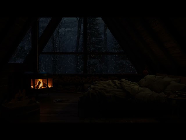 Snowstorm Sounds with Fireplace Crackling - Sounds for Sleeping, Studying & Relaxing