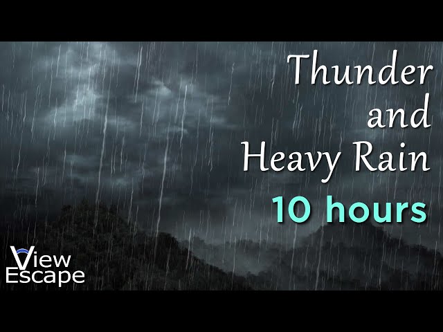 Thunder and Heavy Rain Sound | Wide Stereo 24bit Audio | ASMR White Noise Rain and Thunder, 10 HOURS