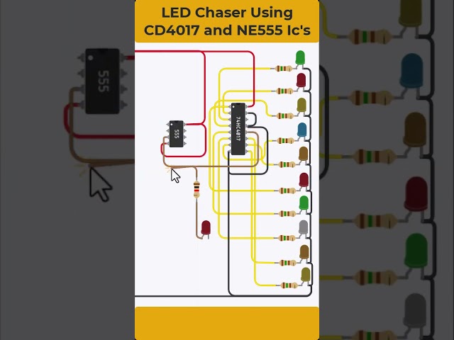 LED Chaser Using CD4017 and NE555 IC's #led #shorts #simulation