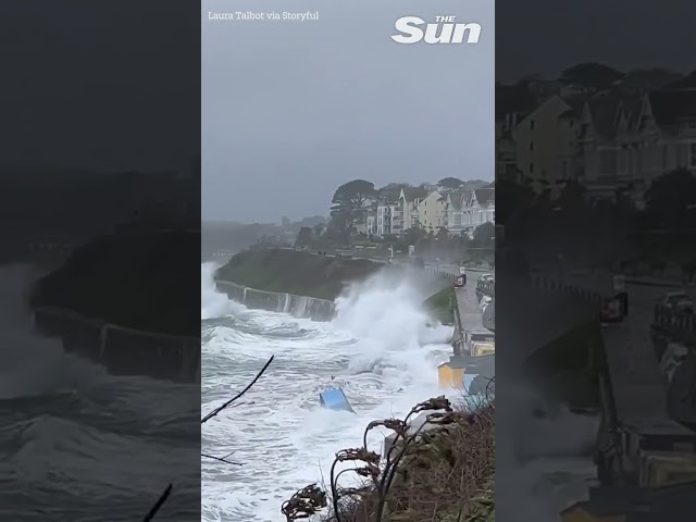 Massive storm surge rips away beach huts as waves hammer tourist hotspot