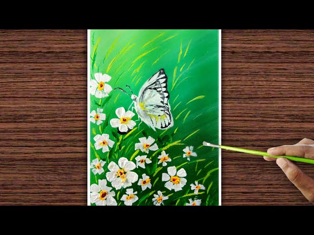Acrylic Painting on Canvas / Butterfly / Easy Drawing for Beginners / Satisfying #09
