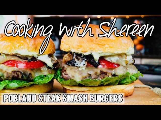Smash Burgers on blackstone griddle - POBLANO STEAK BURGERS