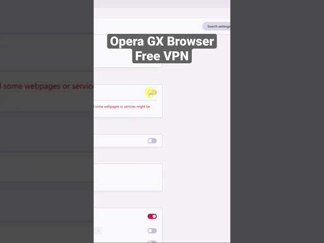 Use Free VPN in Opera GX Browser