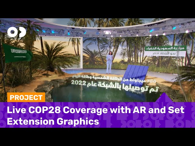 Live COP28 Coverage with AR and Set Extension Graphics