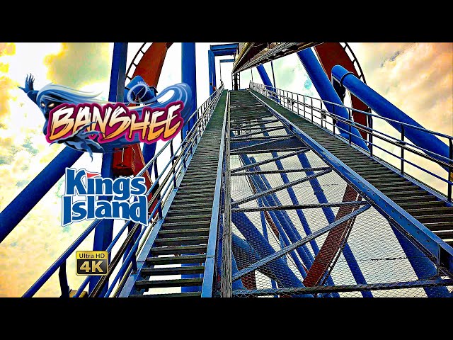 2024 Banshee Roller Coaster On Ride Front Seat 4K POV Kings Island