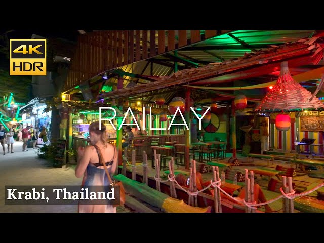 [KRABI] Railay Walking Street at Night "Seafood Dining and Nightlife" | Thailand [4K HDR]