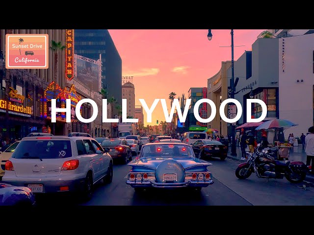 Driving Los Angeles Hollywood to Melrose at Sunset HDR Immersive Relaxing Calming