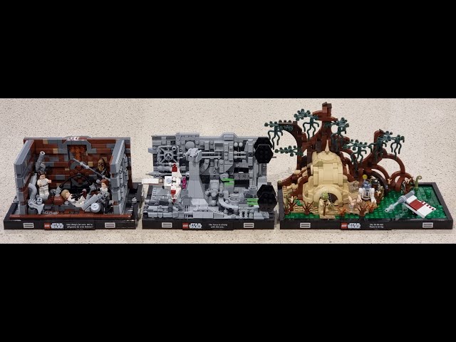 Lego 75329 Trench Run 75330 Dagobah Jedi Training 75339 Trash Compactor diorama