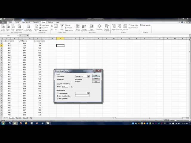 How to Use Excel-The ANOVA-Single Factor Tool
