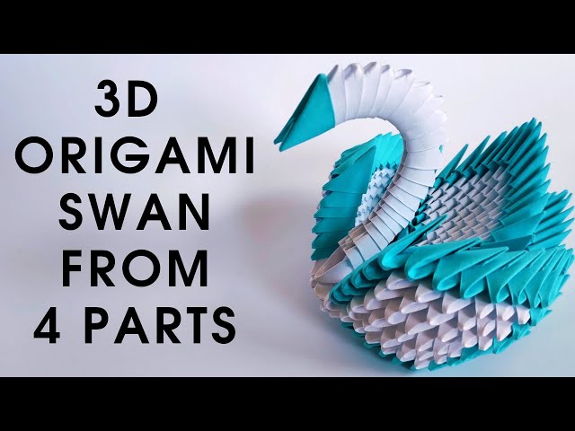 3D origami SWAN of 4 parts | How to make a 3d modular swan