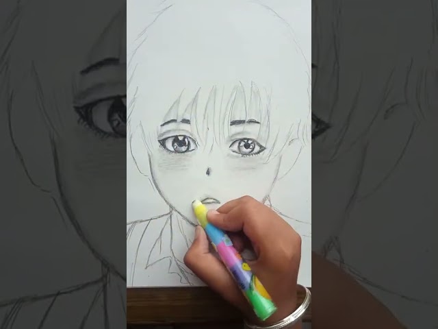 Timelapse.How to draw an anime boy.👁👄👁😂