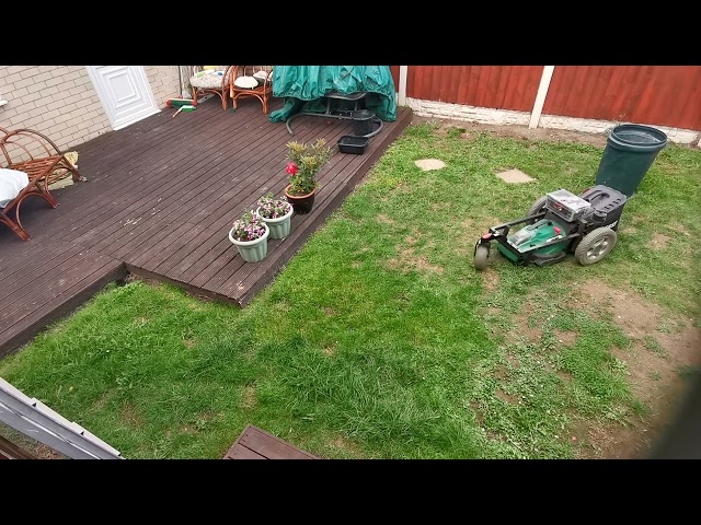 Diy cordless lawnmower in action