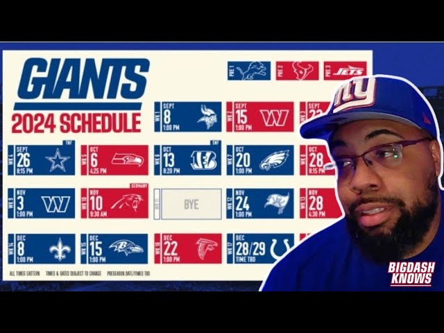 NFL Schedule Release | New York Giants | 6th Ranked Toughest Schedule.......
