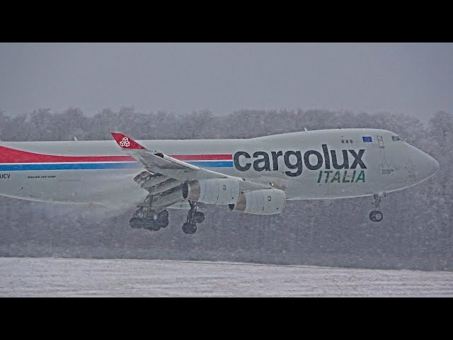 Planes at Luxembourg Airport, LUX - SNOW DAY! 15/01/24