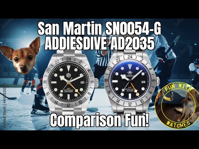 San Martin SN0054-G / ADDIESDIVE AD2035 Automatic vs Quartz Watch Comparison