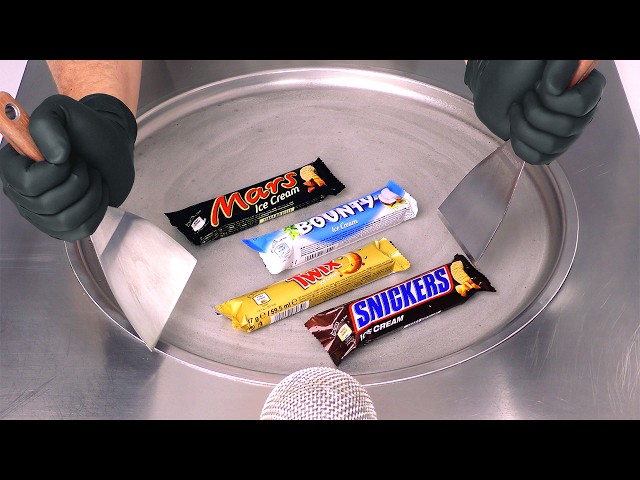 ASMR | Chocolate Bar - Ice Cream Rolls / Mars, Bounty, Twix & Snickers - Candy Bar Ice Cream