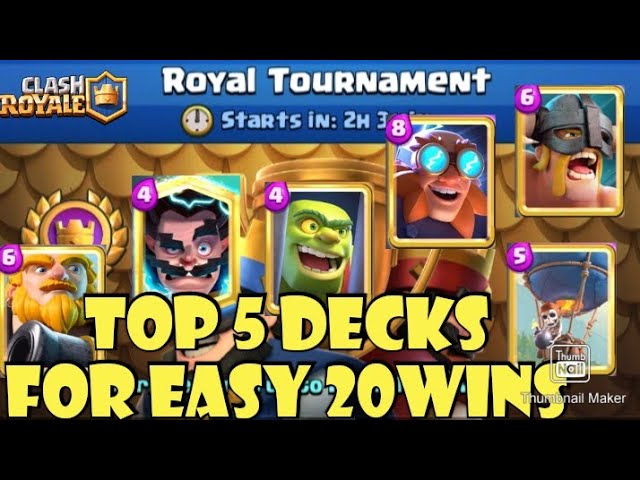 Top 5 decks to easily get 20 wins in royal tournament #clashroyale
